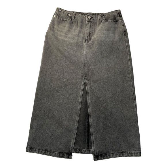 Beige By Tony Women’s Stretch Denim jean Pencil Midi Skirt Gray Size Large - Picture 1 of 12